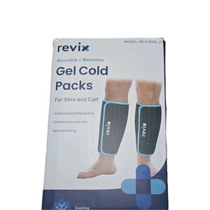 Revix Gel Cold Packs for Shin and Calf Reusable Wearable Ice Therapy Wrap Set 2